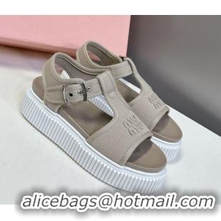 Stylish Miu Miu Canvas Platform Sandals 4.5cm Grey 2025 MIU060301