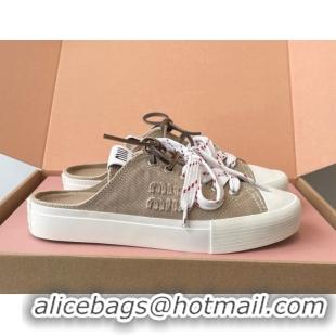 Good Quality Miu Miu Washed Denim Sneaker Mules Grey 5E384E