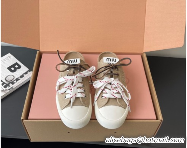 Good Quality Miu Miu Washed Denim Sneaker Mules Grey 5E384E