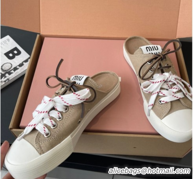 Good Quality Miu Miu Washed Denim Sneaker Mules Grey 5E384E