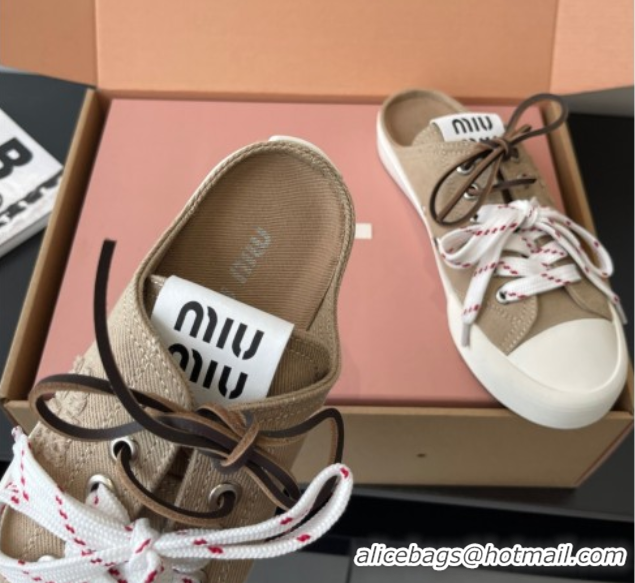 Good Quality Miu Miu Washed Denim Sneaker Mules Grey 5E384E