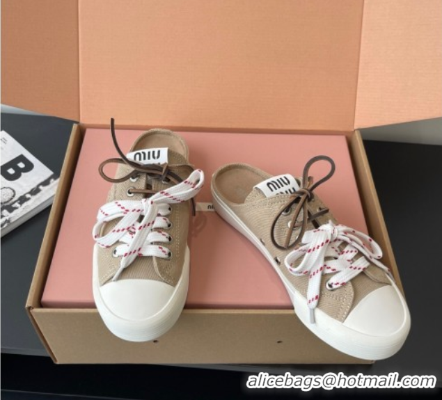 Good Quality Miu Miu Washed Denim Sneaker Mules Grey 5E384E