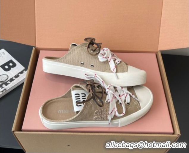 Good Quality Miu Miu Washed Denim Sneaker Mules Grey 5E384E