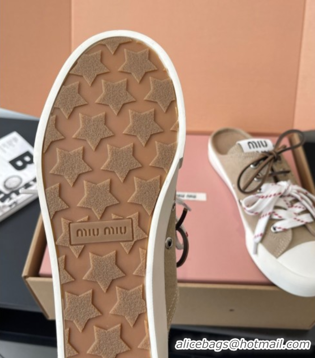 Good Quality Miu Miu Washed Denim Sneaker Mules Grey 5E384E