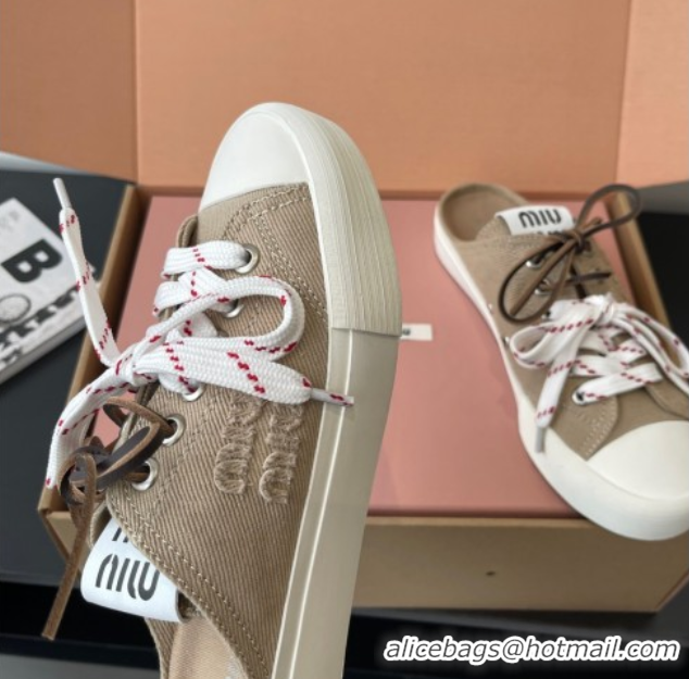 Good Quality Miu Miu Washed Denim Sneaker Mules Grey 5E384E