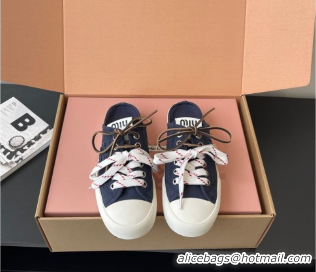 Best Price Miu Miu Washed Denim Sneaker Mules Dark Blue 2025 5E384E