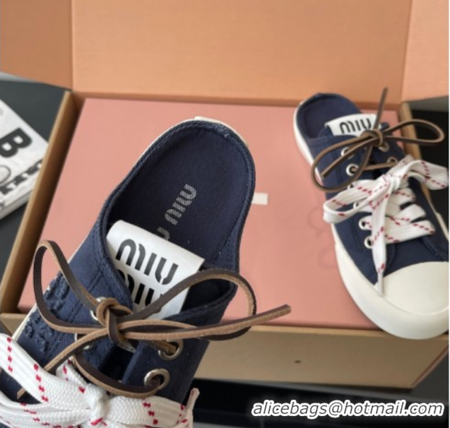 Best Price Miu Miu Washed Denim Sneaker Mules Dark Blue 2025 5E384E