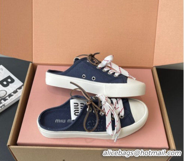 Best Price Miu Miu Washed Denim Sneaker Mules Dark Blue 2025 5E384E