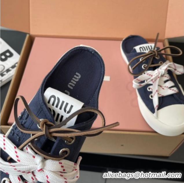 Best Price Miu Miu Washed Denim Sneaker Mules Dark Blue 2025 5E384E
