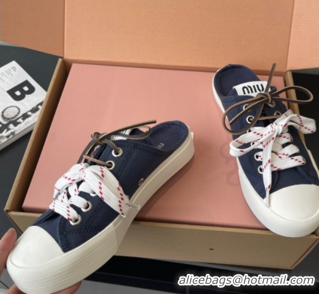 Best Price Miu Miu Washed Denim Sneaker Mules Dark Blue 2025 5E384E