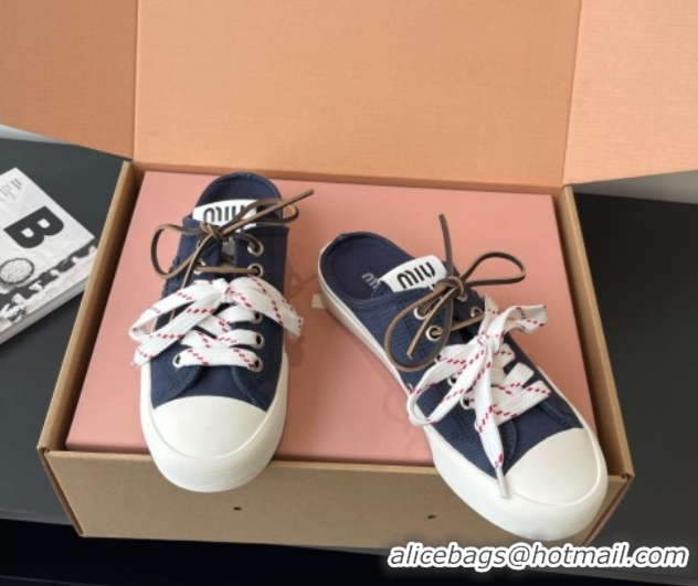 Best Price Miu Miu Washed Denim Sneaker Mules Dark Blue 2025 5E384E