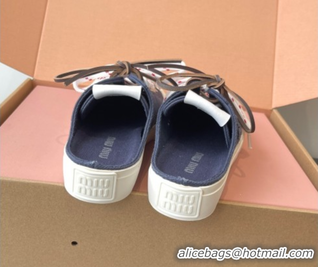 Best Price Miu Miu Washed Denim Sneaker Mules Dark Blue 2025 5E384E