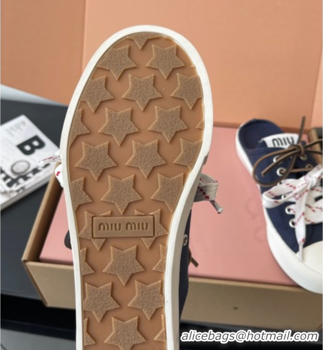 Best Price Miu Miu Washed Denim Sneaker Mules Dark Blue 2025 5E384E