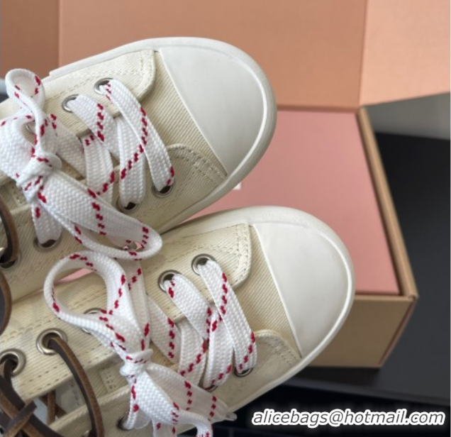 Expensive Miu Miu Washed Denim Low-top Sneakers White 2025 5E384E