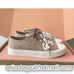 Classic Hot Miu Miu Washed Denim Low-top Sneakers Grey 2025 5E384E