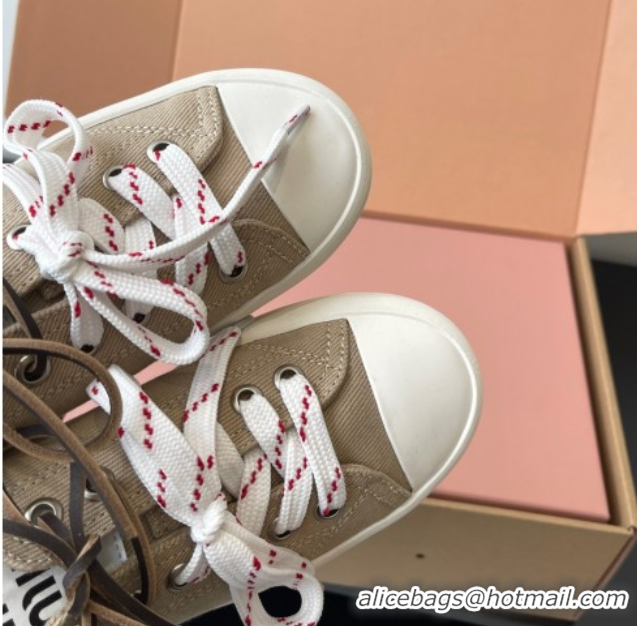 Classic Hot Miu Miu Washed Denim Low-top Sneakers Grey 2025 5E384E