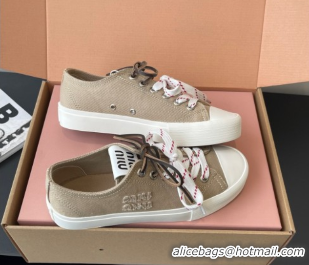 Classic Hot Miu Miu Washed Denim Low-top Sneakers Grey 2025 5E384E