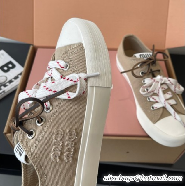 Classic Hot Miu Miu Washed Denim Low-top Sneakers Grey 2025 5E384E