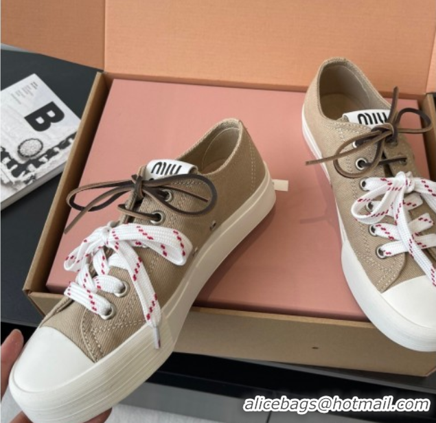 Classic Hot Miu Miu Washed Denim Low-top Sneakers Grey 2025 5E384E