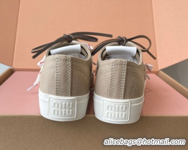 Classic Hot Miu Miu Washed Denim Low-top Sneakers Grey 2025 5E384E
