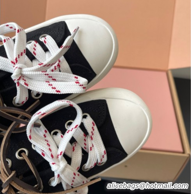 Top Grade Miu Miu Washed Denim Low-top Sneakers Black 2025 5E384E