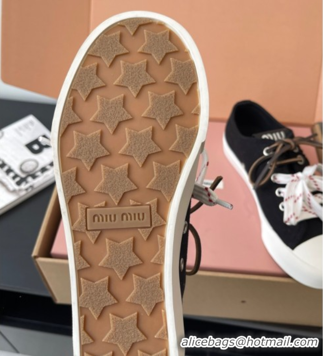 Top Grade Miu Miu Washed Denim Low-top Sneakers Black 2025 5E384E