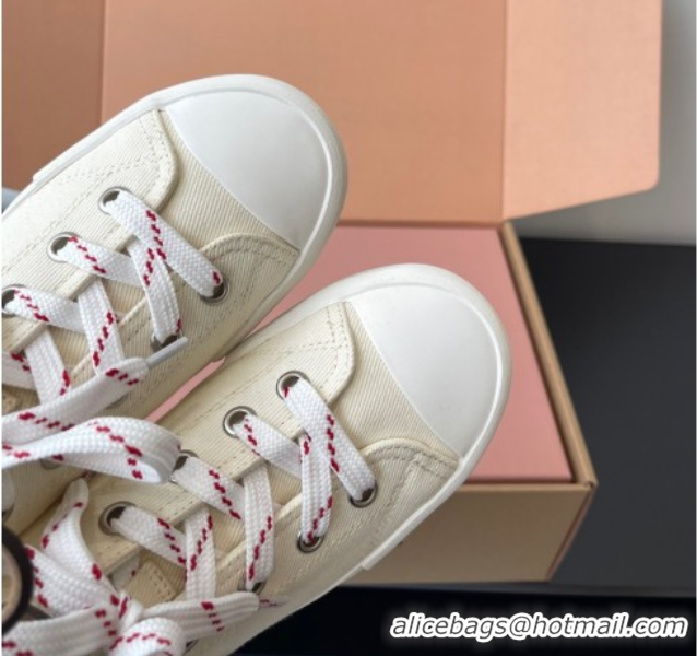 Grade Quality Miu Miu Washed Denim High-top Sneakers White 2025 5E384E