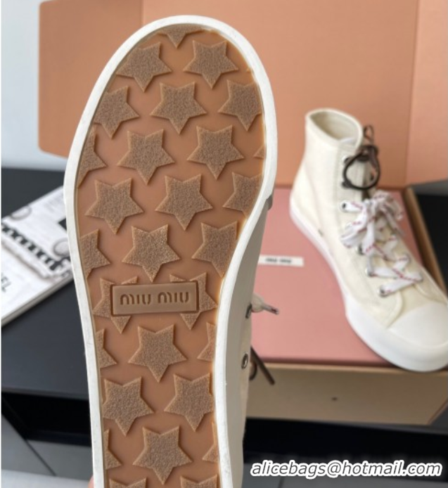 Grade Quality Miu Miu Washed Denim High-top Sneakers White 2025 5E384E