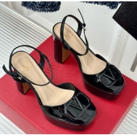 Charming Valentino VLOGO Signature Platform Pump 115MM Patent Leather Black 030502
