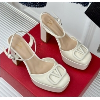 Durable Valentino VLOGO Signature Platform Pump 115MM Patent Leather White 5030503