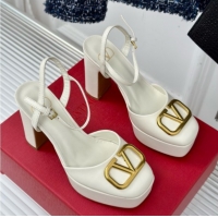Good Quality Valentino VLOGO Signature Platform Pump 115MM Nappa Leather White 5030507