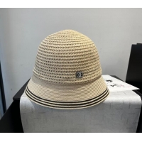 Luxury Cheap Chanel Straw Bucket Hat CH051404 Beige 2025