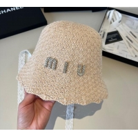Good Looking Miu Miu Knit Bucket Hat MM051406 Beige 2025