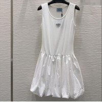Grade Promotional Prada Flouncing Sleeveless Dress 0515 White 2025