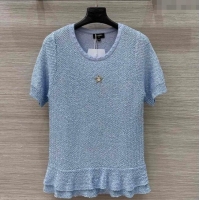 Top Quality Chanel Sequins Top with Flouncing 0515 Blue 2025
