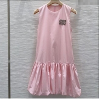 Buy Fashionable Miu Miu Flouncing Sleeveless Dress 0515 Pink 2025