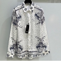 Famous Brand Dior Silk Printed Shirt 0515 White 2025