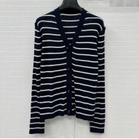 Well Crafted Dior Linen Striped Cardigans 0515 Black 2025