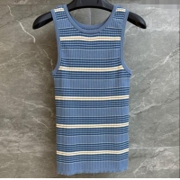 Buy Inexpensive Prada Striped Cotton Long Vest 0515 Blue 2025