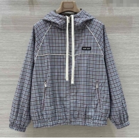 Famous Brand Miu Miu Check Jacket 0515 Blue/Brown 2025