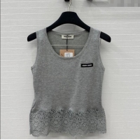 Best Promotional Miu Miu Lace Patchwork Vest 0515 Grey 2025