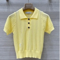 Reasonable Price Dior Knit Polo Top 0515 Yellow 2025