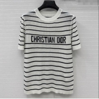 New Fashion Dior Striped Linen Knit Top 0515 White 2025