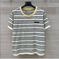 ​Unique Discount Miu Miu Knit Striped T-Shirt 0515 Grey/Black 2025