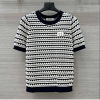 Modern Classic Miu Miu Wool Knit Striped Top 0515 Black/White 2025