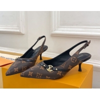 Perfect Louis Vuitton 6AM Slingback Pumps 5.5cm in Monogram Canvas 0222006