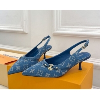 Best Product Louis Vuitton 6AM Slingback Pumps 5.5cm in Blue Monogram Denim 0222007