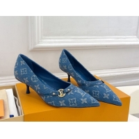 Charming Louis Vuitton 6AM Pumps 5.5cm in Blue Denim 0222016