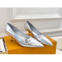 Durable Louis Vuitton 6AM Pumps 5.5cm in Silver Calfskin Leather 0222017