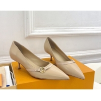Shop Duplicate Louis Vuitton 6AM Pumps 5.5cm in Lambskin Leather Beige 0222018